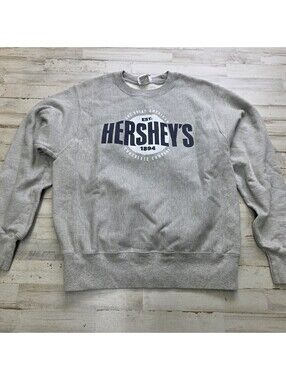 VTG Hershey's Chocolate Crewneck Sweatshirt Champion Reverse Weave MED - Gray
